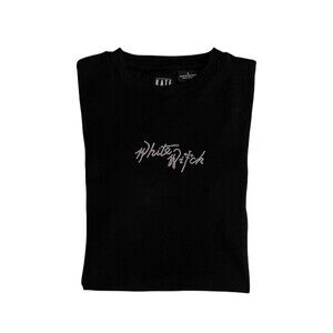 Kate Lord Embellished Black Ribbed Tee White Witch